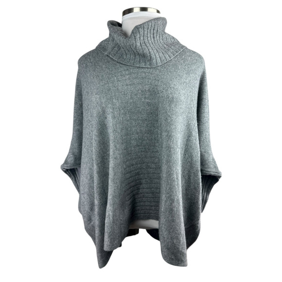 Nordstrom Collection 100% Cashmere Gray Cowl Neck Poncho Sweater Oversized XS/S - Picture 14 of 14